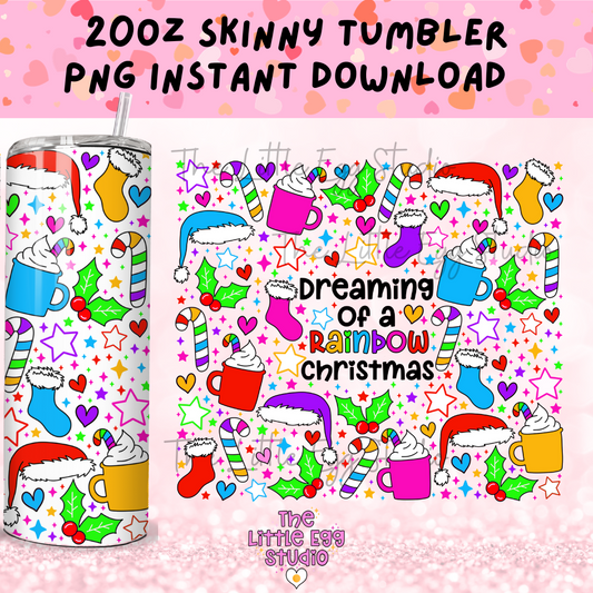 Rainbow Christmas Skinny Tumbler PNG