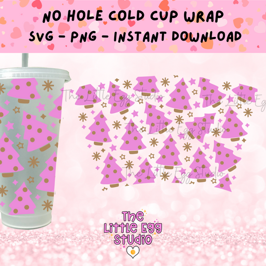 Pink Christmas Tree Cold Cup SVG