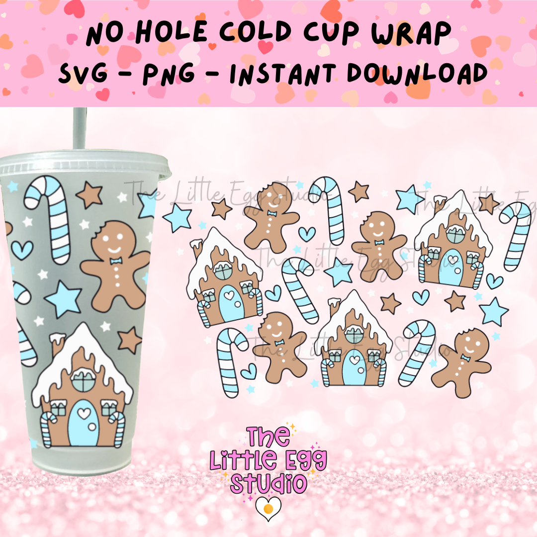 Gingerbread House Blue Cold Cup SVG