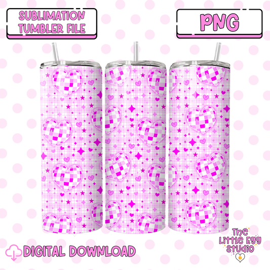 Disco Hearts Seamless Pattern PNG