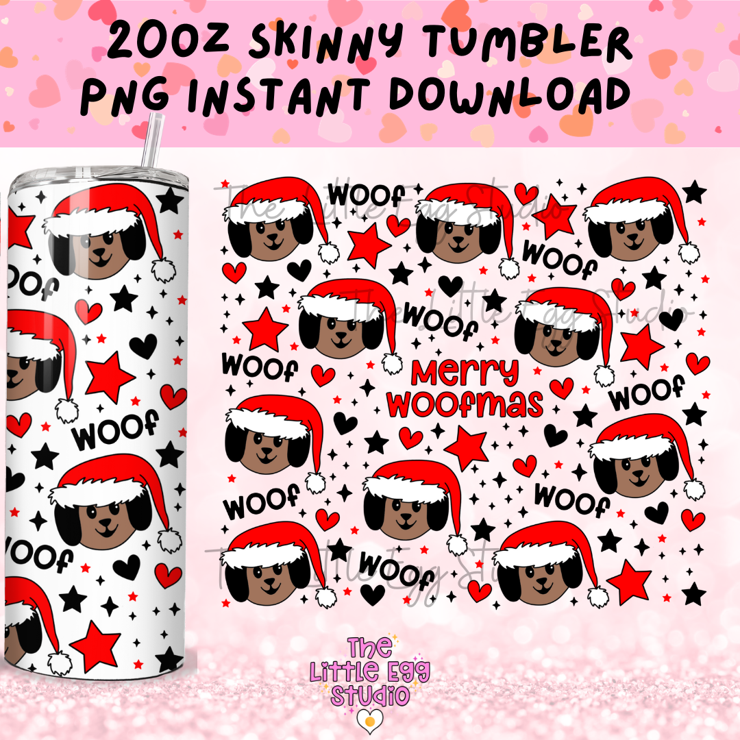 Merry Woofmas Skinny Tumbler PNG