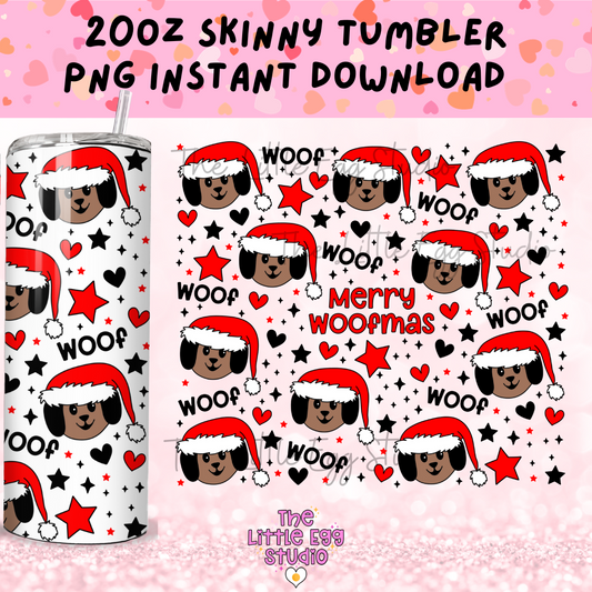 Merry Woofmas Skinny Tumbler PNG