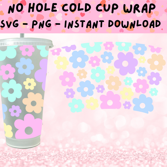 Retro Flowers Cold Cup SVG