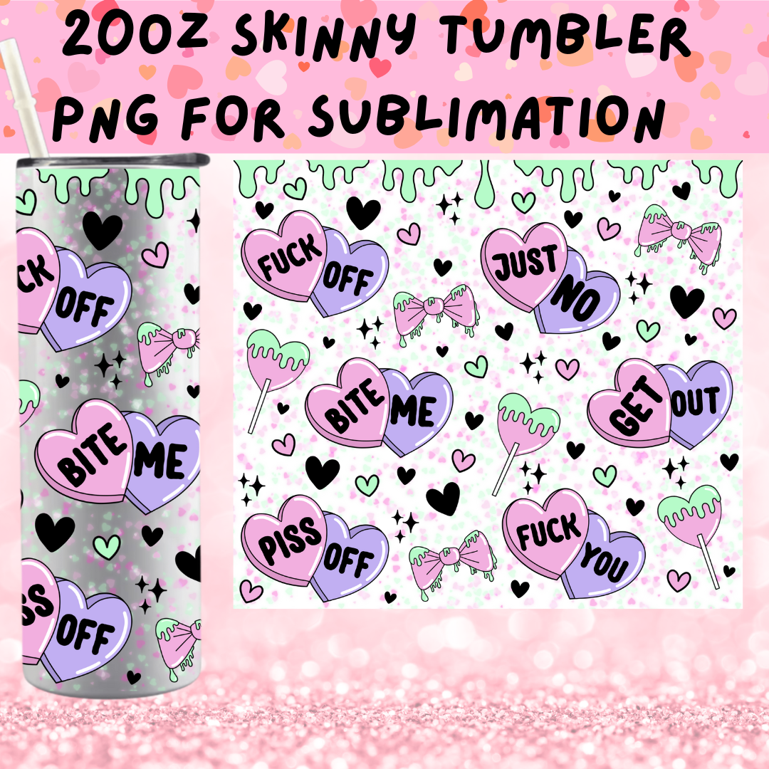 Anti Valentines Candy Hearts Skinny Tumbler PNG