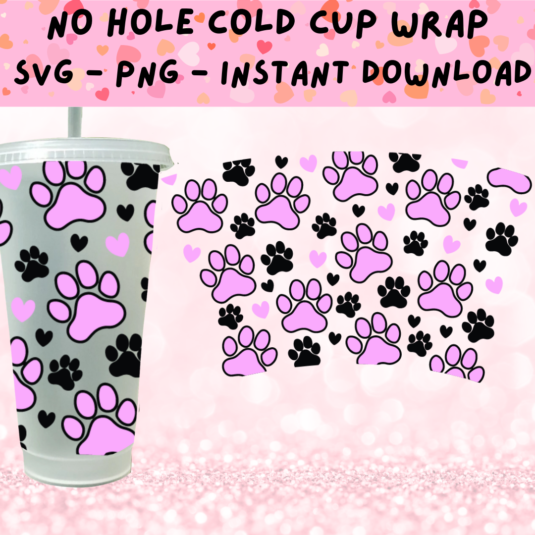 Paw Print Cold Cup SVG