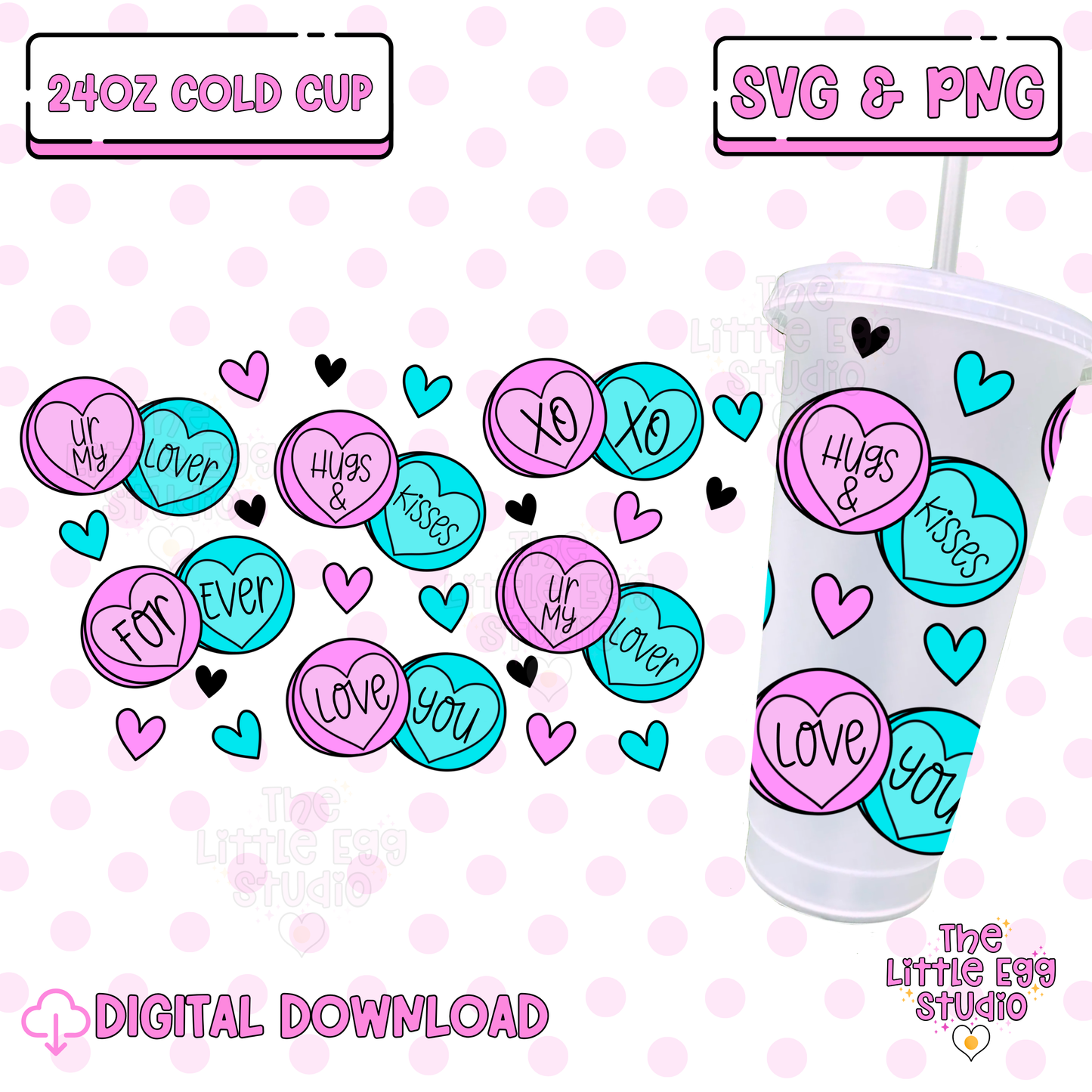 Candy Hearts Cold Cup SVG