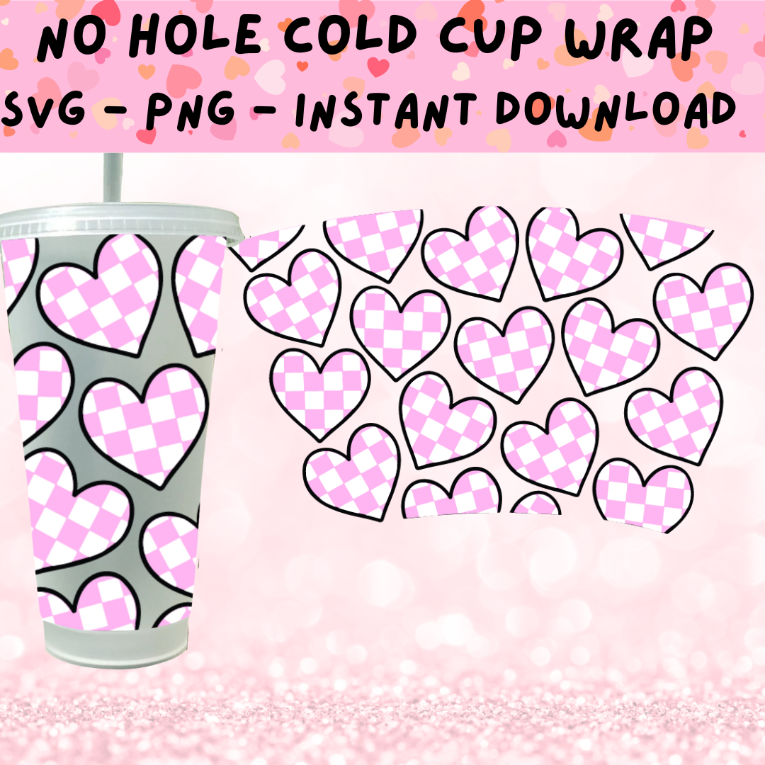 Checkered Heart Cold Cup SVG