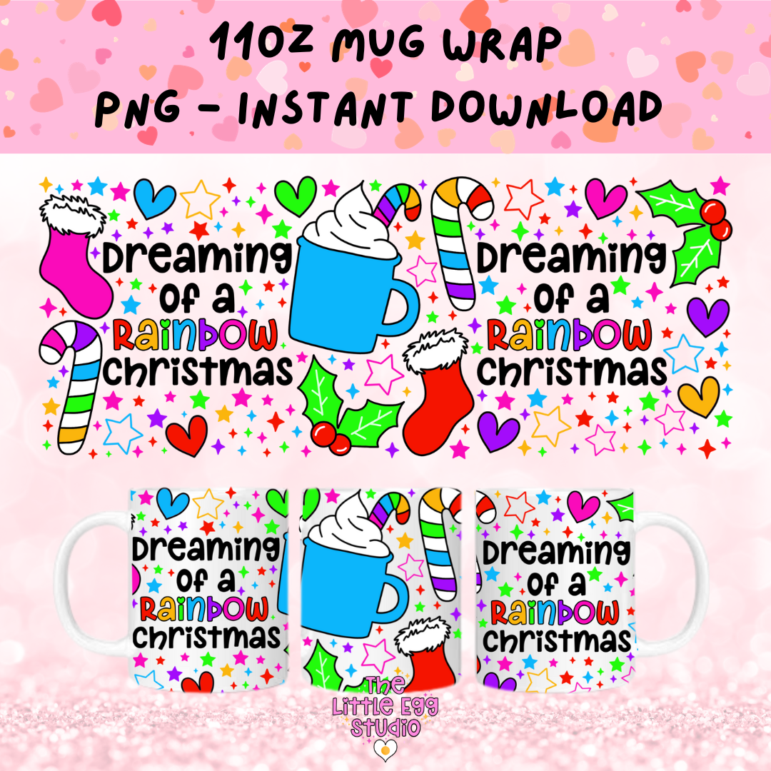 Rainbow Christmas Mug PNG