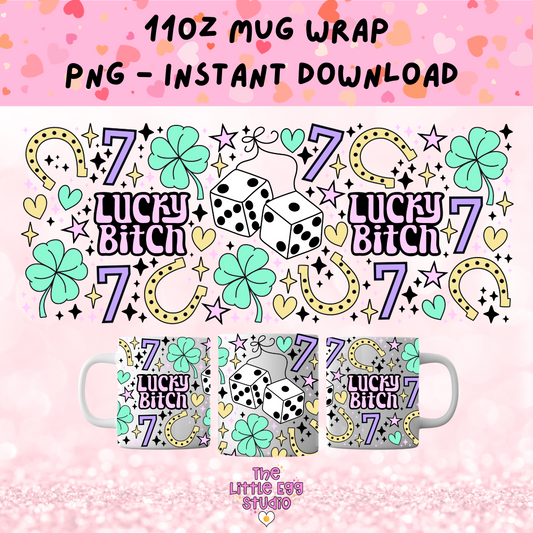 Lucky Bitch Mug PNG