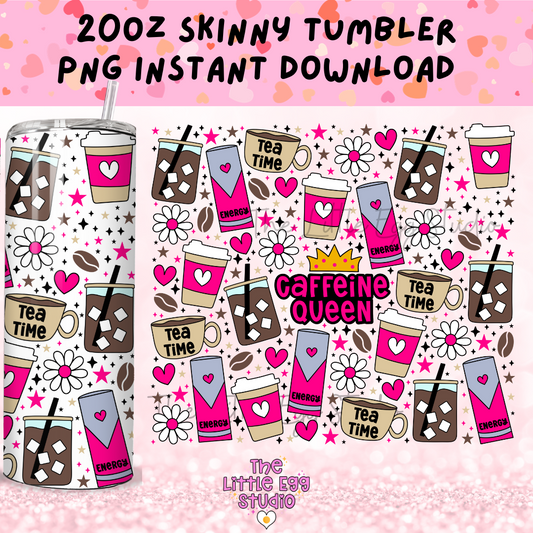 Caffeine Queen Skinny Tumbler PNG