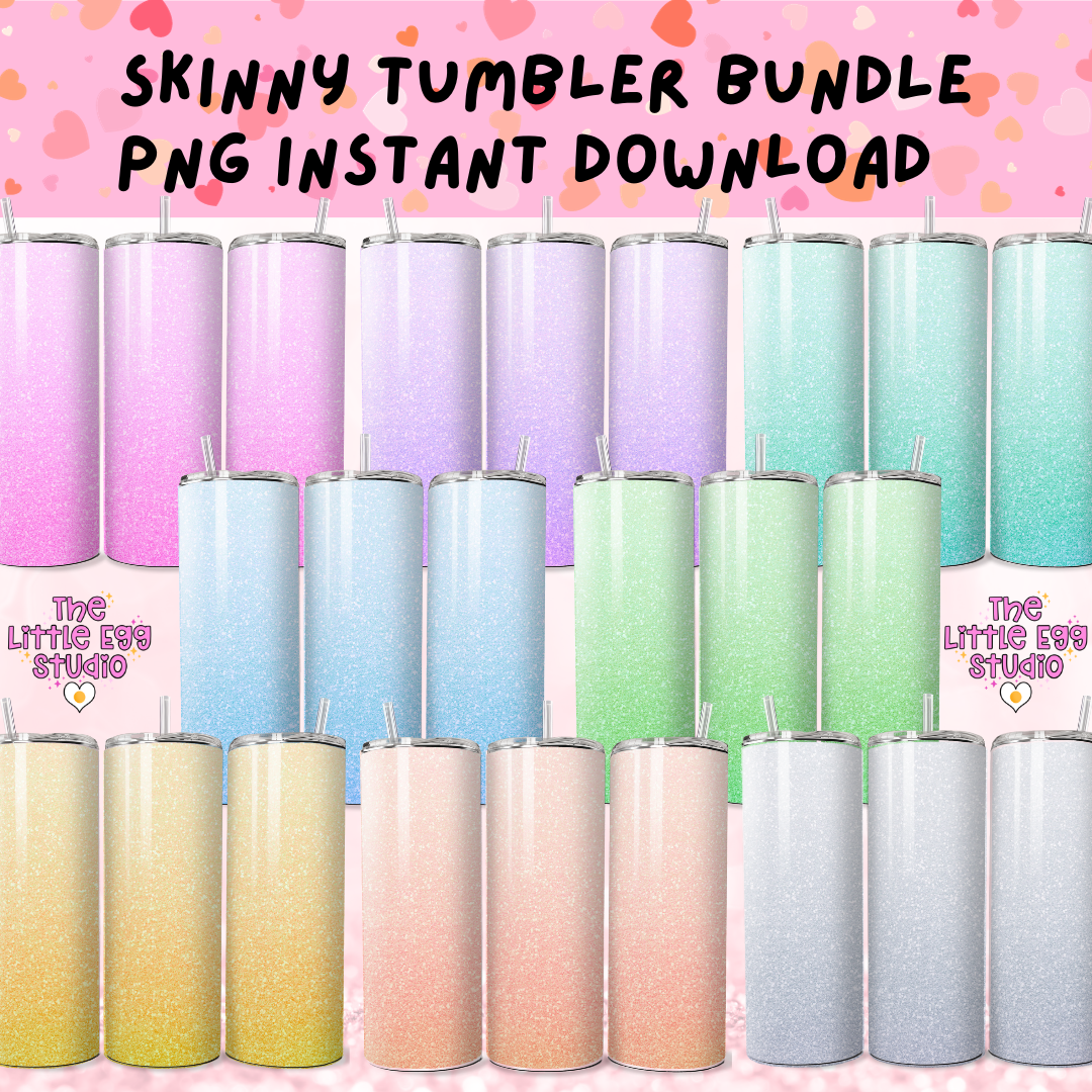 Glitter Ombré Skinny Tumbler PNG Bundle