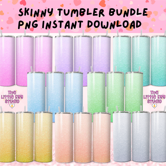 Glitter Ombré Skinny Tumbler PNG Bundle