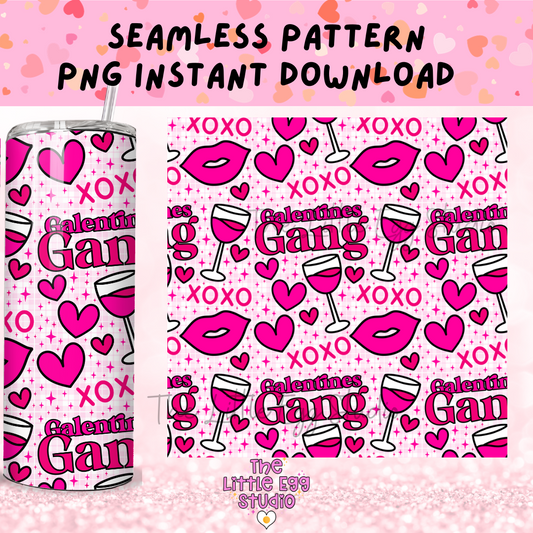 Galentines Gang Seamless Pattern PNG