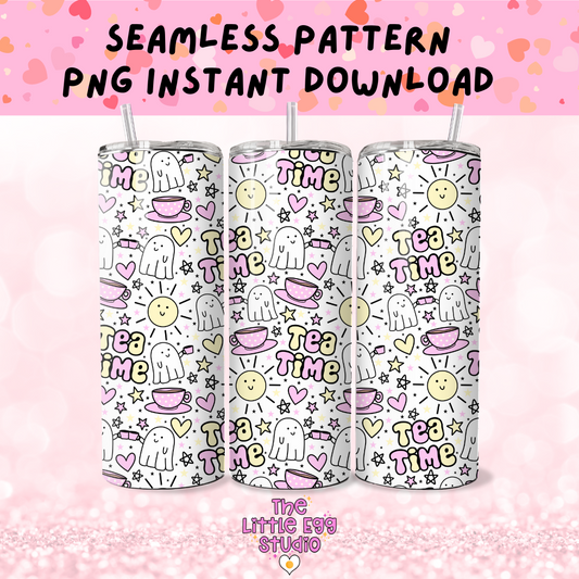 Tea Time Seamless Pattern PNG