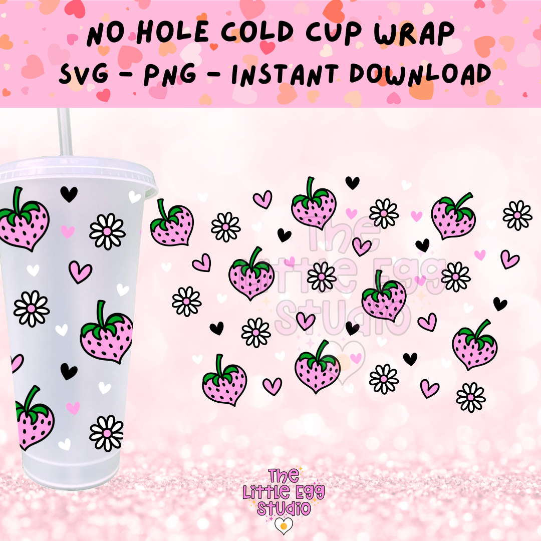 Strawberry Hearts Cold Cup SVG