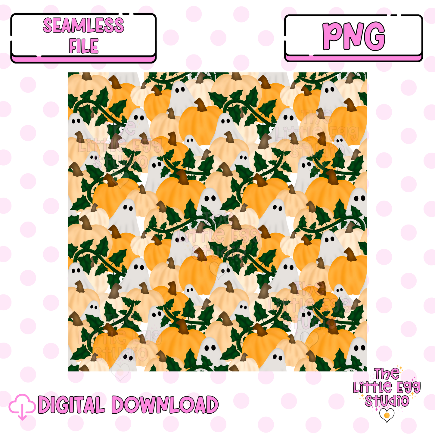 Pumpkin Ghost Seamless Pattern PNG