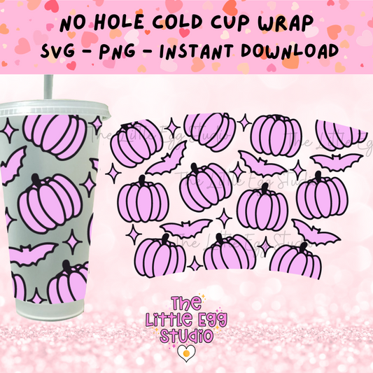 Pumpkin & Bat Cold Cup SVG