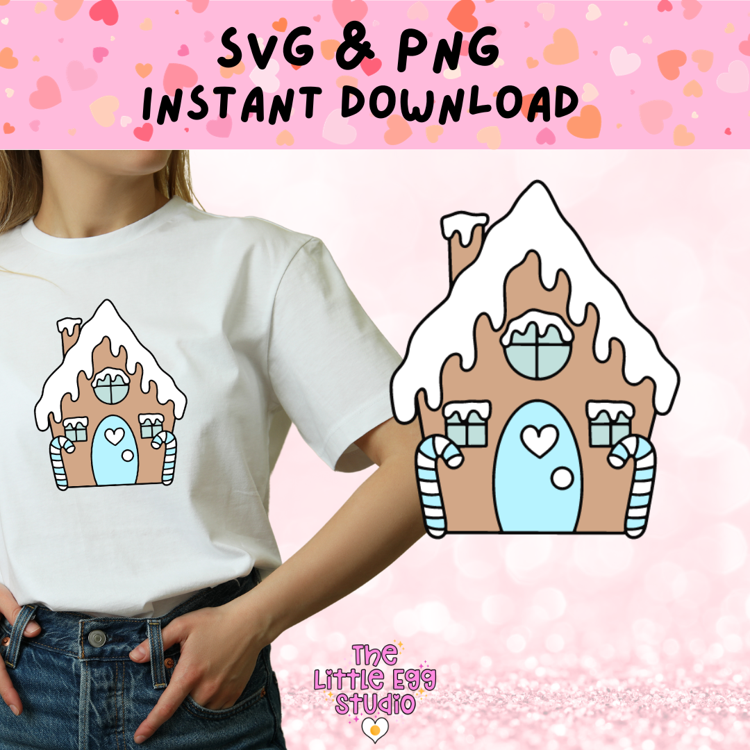 Gingerbread House Blue SVG & PNG