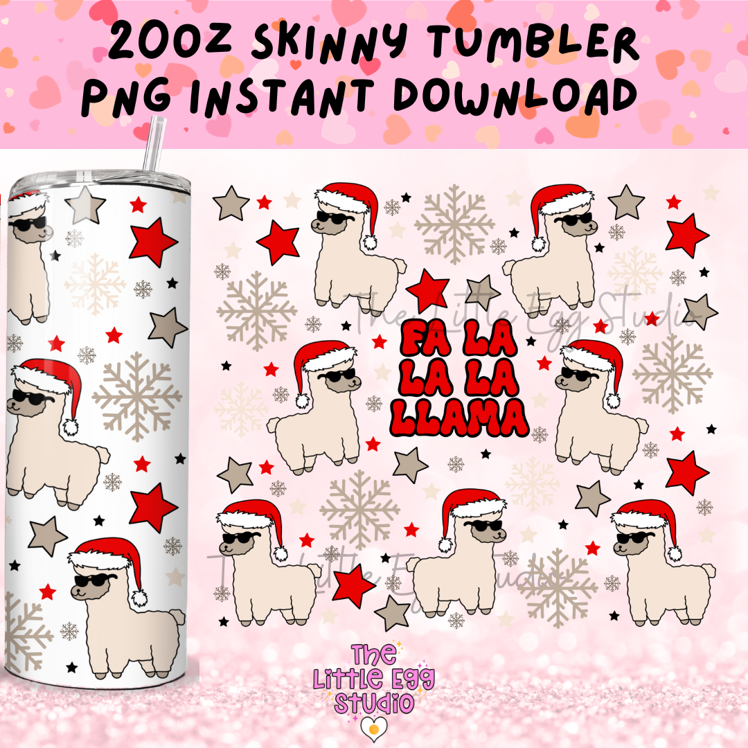 Christmas Llama Skinny Tumbler PNG